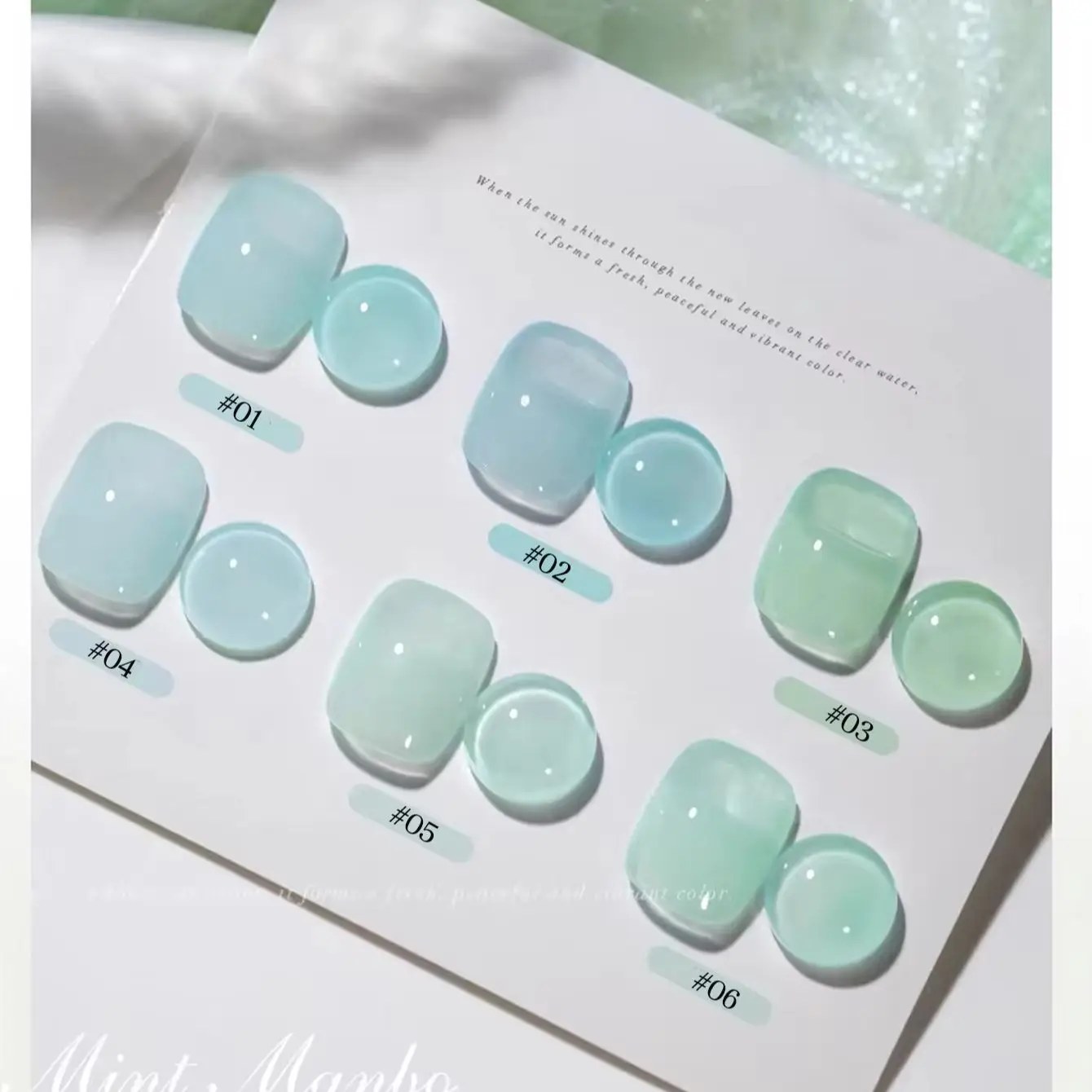 Esmalte em Gel ZH 6 Cores Verão 2025: Nova Série Mint Mambo Transparente Azul-Verde Leitoso - Sucesso de Vendas!