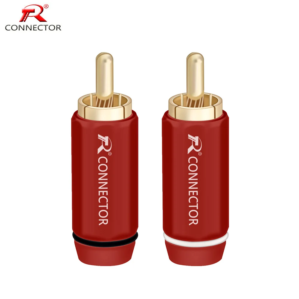 8pcs/4pairs Gold Plated Plug RCA Male Connector, Support Cable Up to 6mm,RCA Audio Video HIFI Terminal Phono Connector