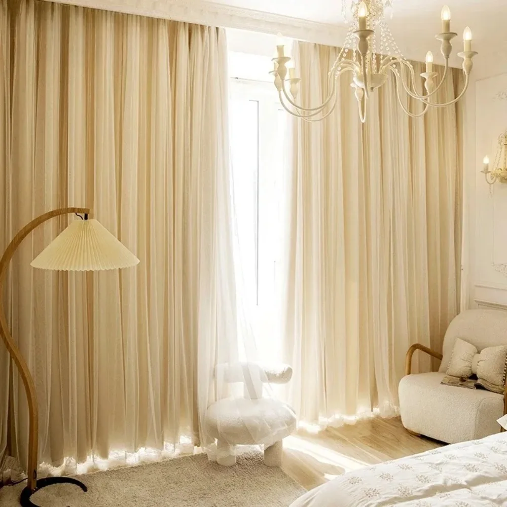 

Двухслойные плотные шторы для гостиной, зала, роскошные оконные шторы для спальни для девочек с белым тюлем, длинные фоновые шторы