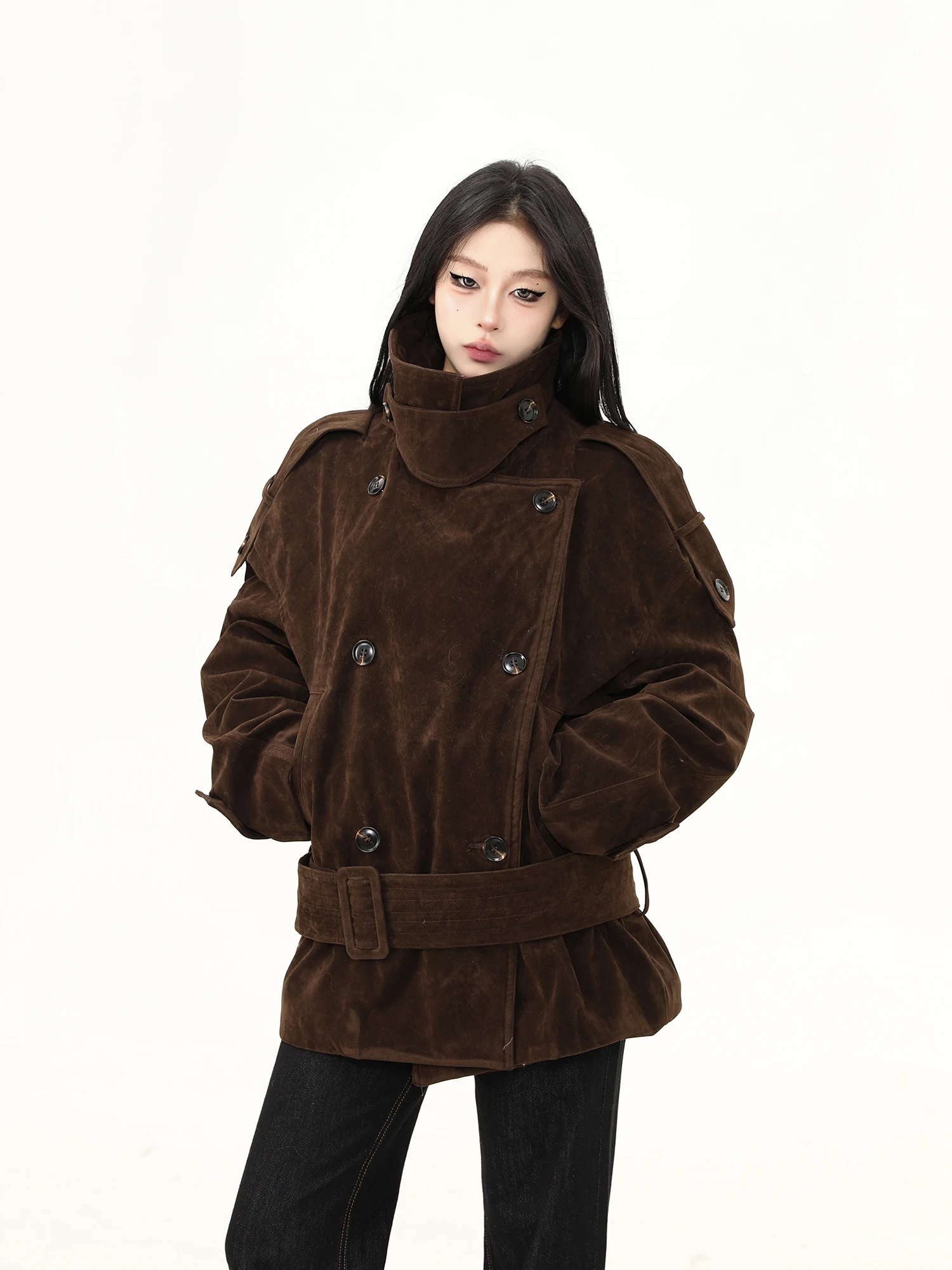 

Теплый уютный пуховик Street-Sle Du с поясом из замшевого бархата для зимы, для пар, бренд Tagkita, нейтральный крой, длинный рукав