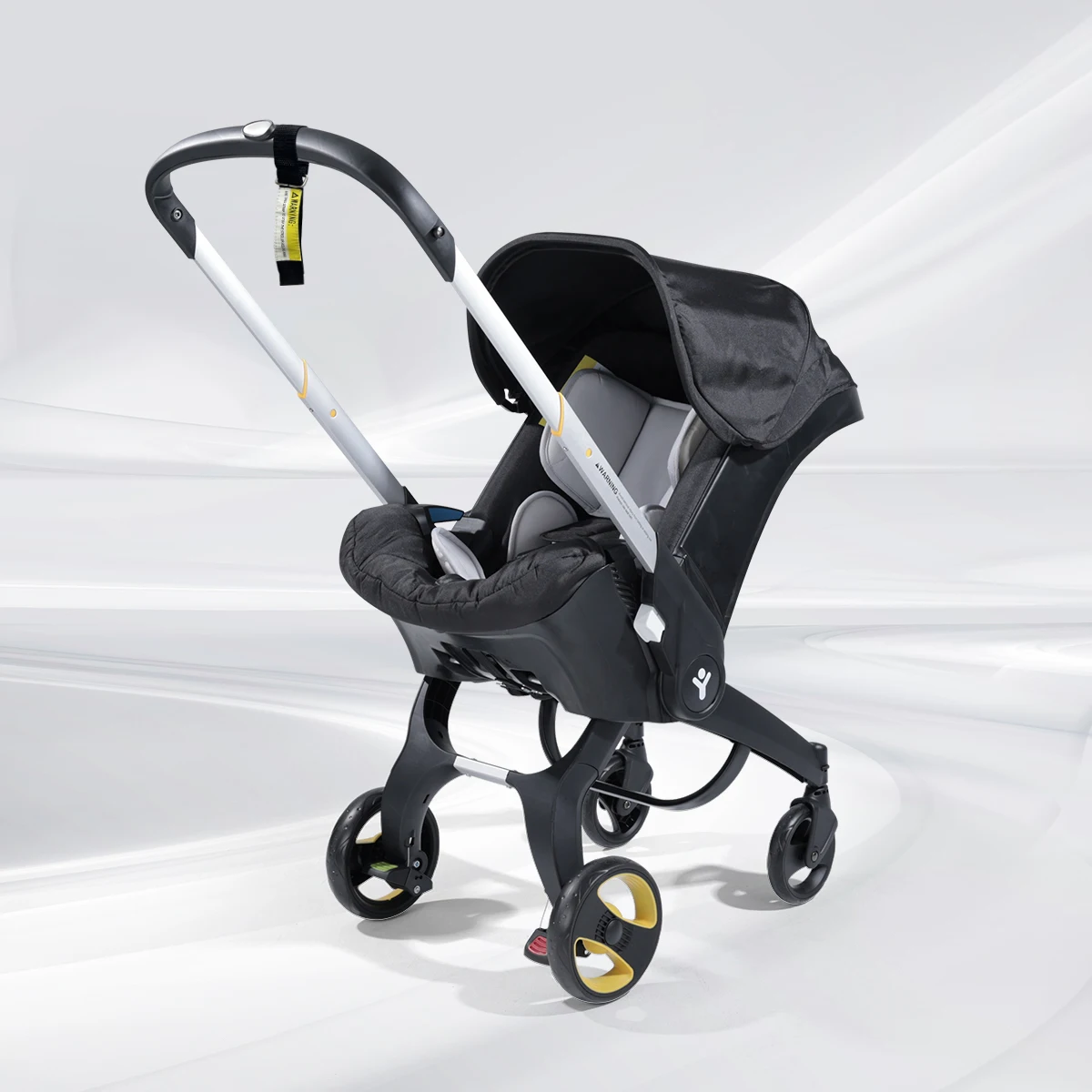 

Portable, lightweight and folding baby stroller, metal frame, can be pushed in both directions, comes with sunshade