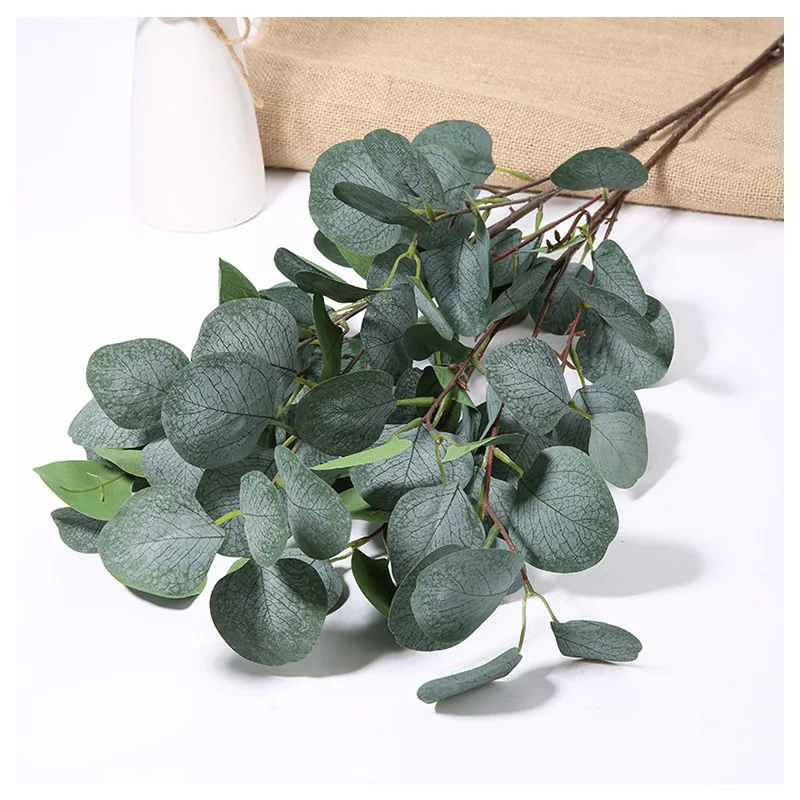 Artificial Eucalyptus Branch Money Leaf Simulation Green Plant Silk Fake Apple Leaves Balcony Garden Decoration Wedding Floral