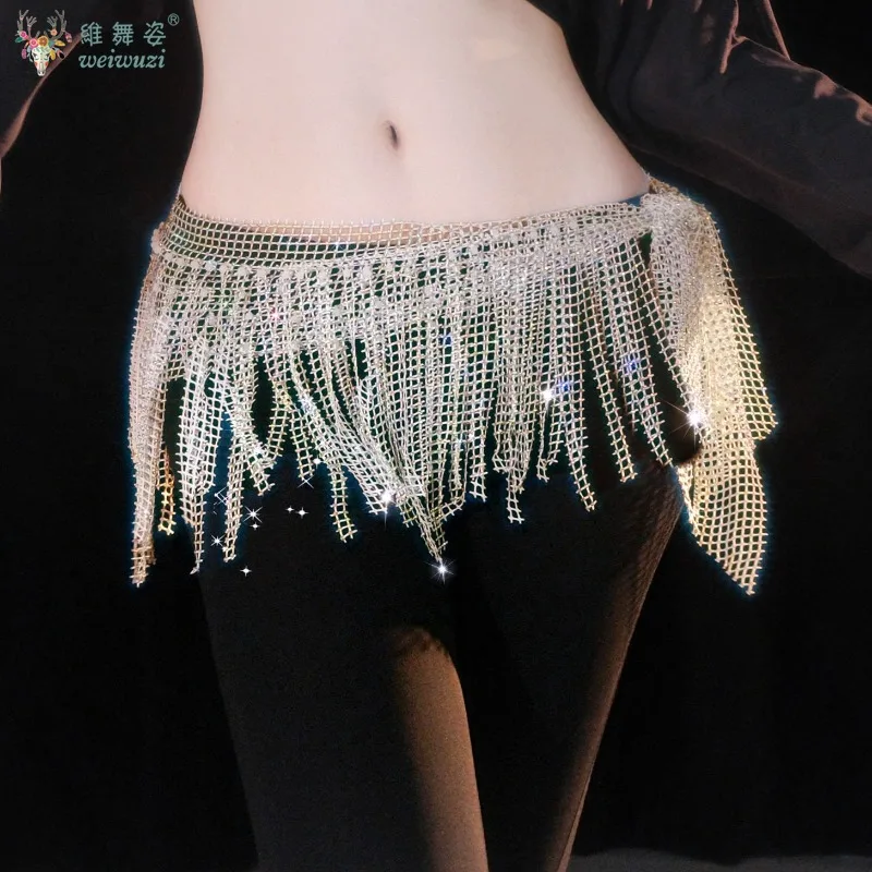 حزام ممارسة الرقص الشرقي للسيدات، وشاح الورك بشرابة الماس الكبار والأطفال، ملحقات أداء الرقص الشرقي #1