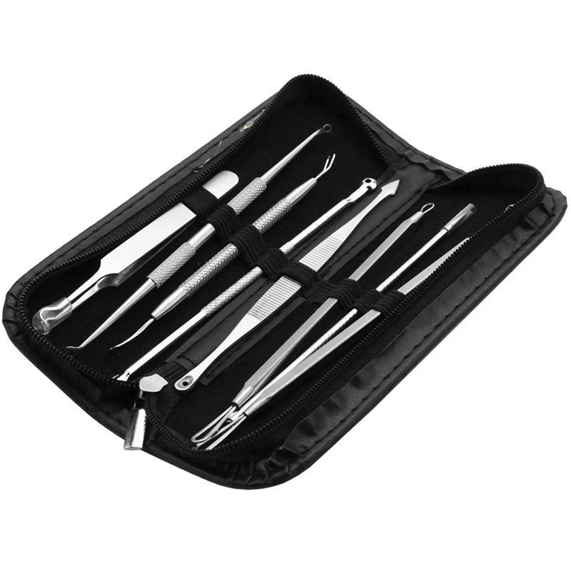 16X Kit di strumenti per la rimozione della testa nera professionale estrattore di imperfezioni dei brufoli Comedone dell'acne in acciaio inossidabile