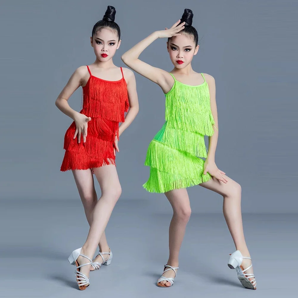 ラテンダンスドレスガールダイヤモンドタッセルプロフェッショナル競技スーツ大人子供ハイエンドカスタムステージ衣装タンゴ衣装