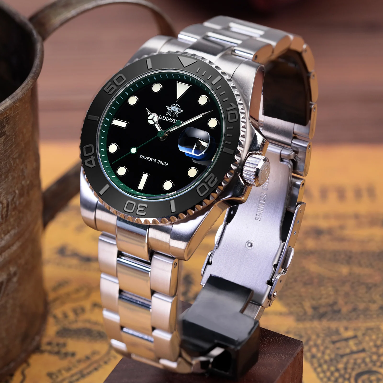 

ADDIESDIVE Diving Watches For Men Stainless Steel 20Bar Waterproof 41mm BGW9 Luminous AR Coated Luxury Watch Relogio Masculino