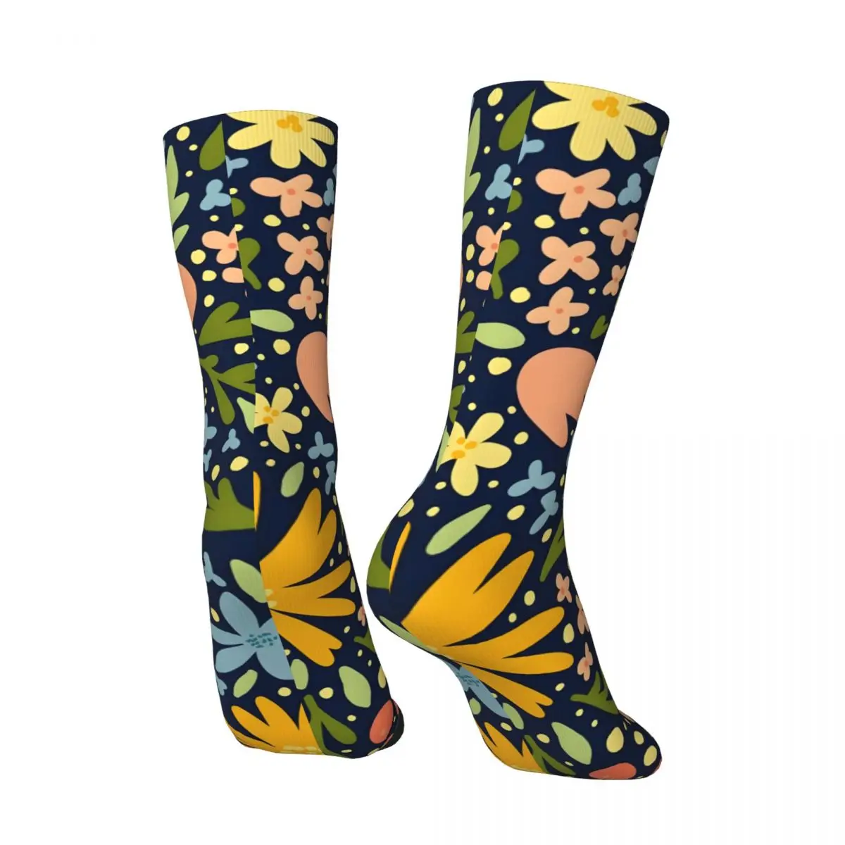 Crazy compression Happy Flower Pattern Sock for Men Harajuku Seamless Pattern Crew Sock Novelty