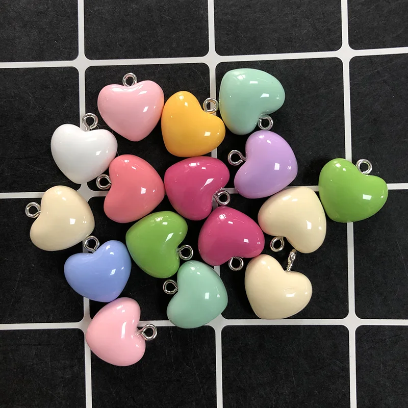 20pcs Mixed Plump Hearts Love Resin Charms Sweet Cute Colorful Hearts Earring Bracelet Pendant Decor Diy Korean Jewelry Make