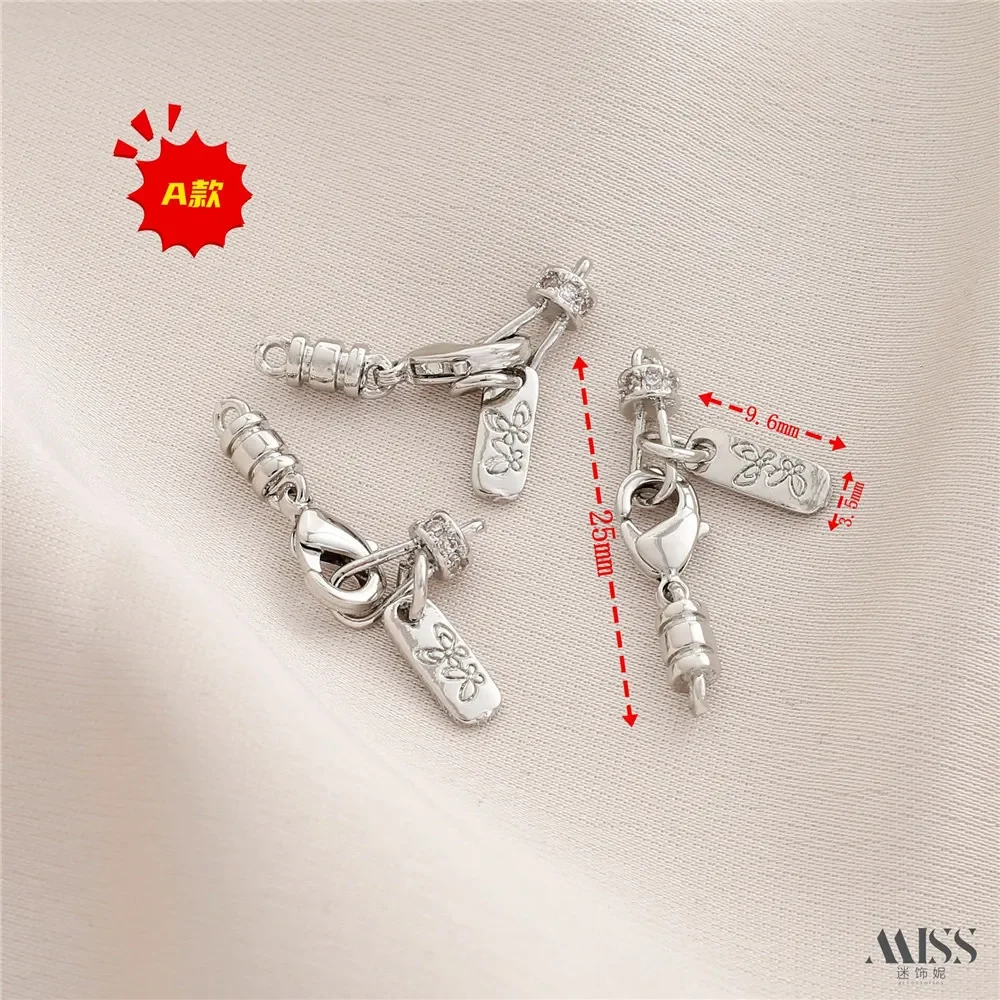 

14K Gold Zirconia Dragon Shrimp Buckle Hanging Flower Tag Ending Connection Buckle DIY Bracelet Necklace Buckle Accessories
