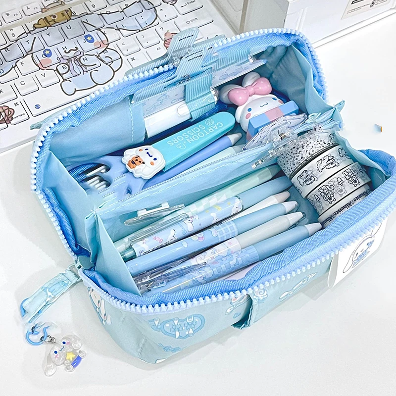 Cinnamoroll Stationery Bag Kawaii Sanrio Anime Cute Cartoon Student Portable Large Capacity Pencil Case Girls Christmas Gifts