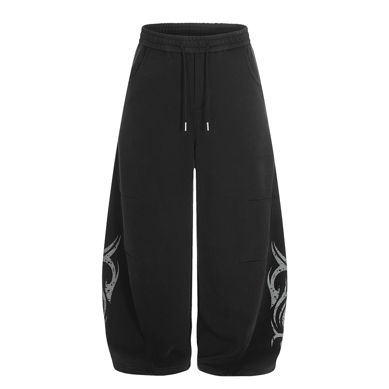 

Спортивные брюки GXFortune в американском ретро-стиле, свободные, с принтом-тотемом, для уличного танца