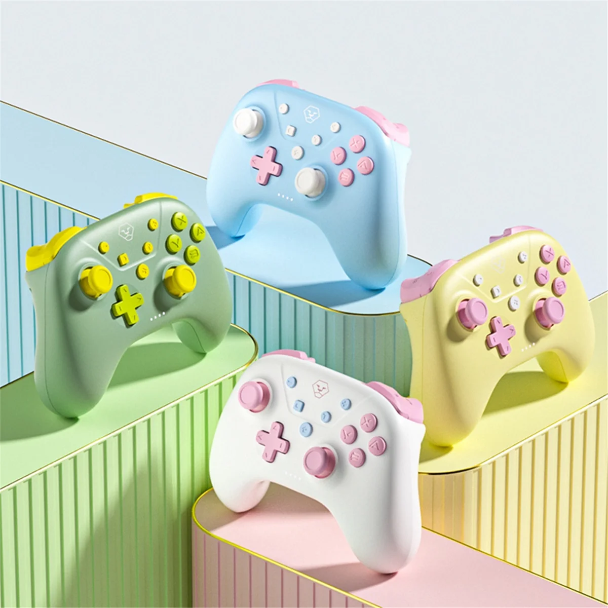 Для переключателя Bluetooth-геймпад, 3 режима, соматосенсорная вибрация, ручка ярких цветов, черная