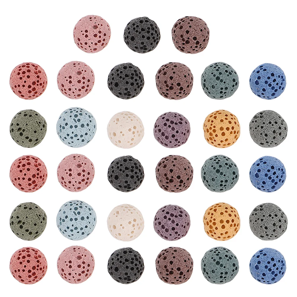 

33Pcs Lava Beads Volcanic Stone Essential Oil Diffuser No-Hole Beads 10mm Round Aroma Stones for Car Home Office Air Freshener
