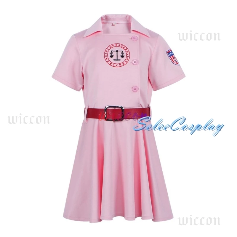 Rockford Peaches Movie AAGPBL Women's Baseball Dress Costume Cosplay A League of Their Own Pink Dress Costume Takerlama