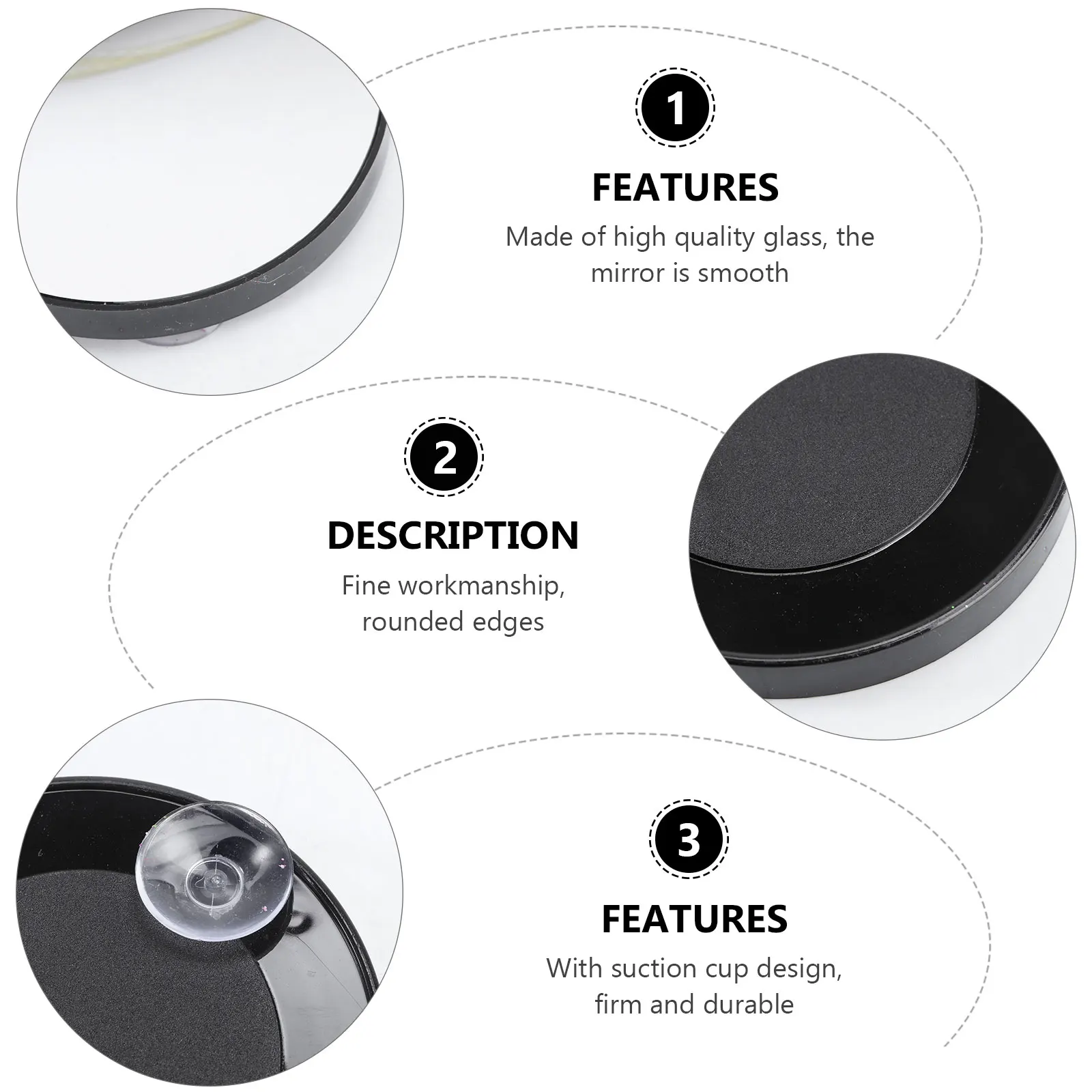 

3 .5inch Suction Cup Mirror Dressing Room Makeup Magnifying Magnification Travel Cups with Bathroom Round
