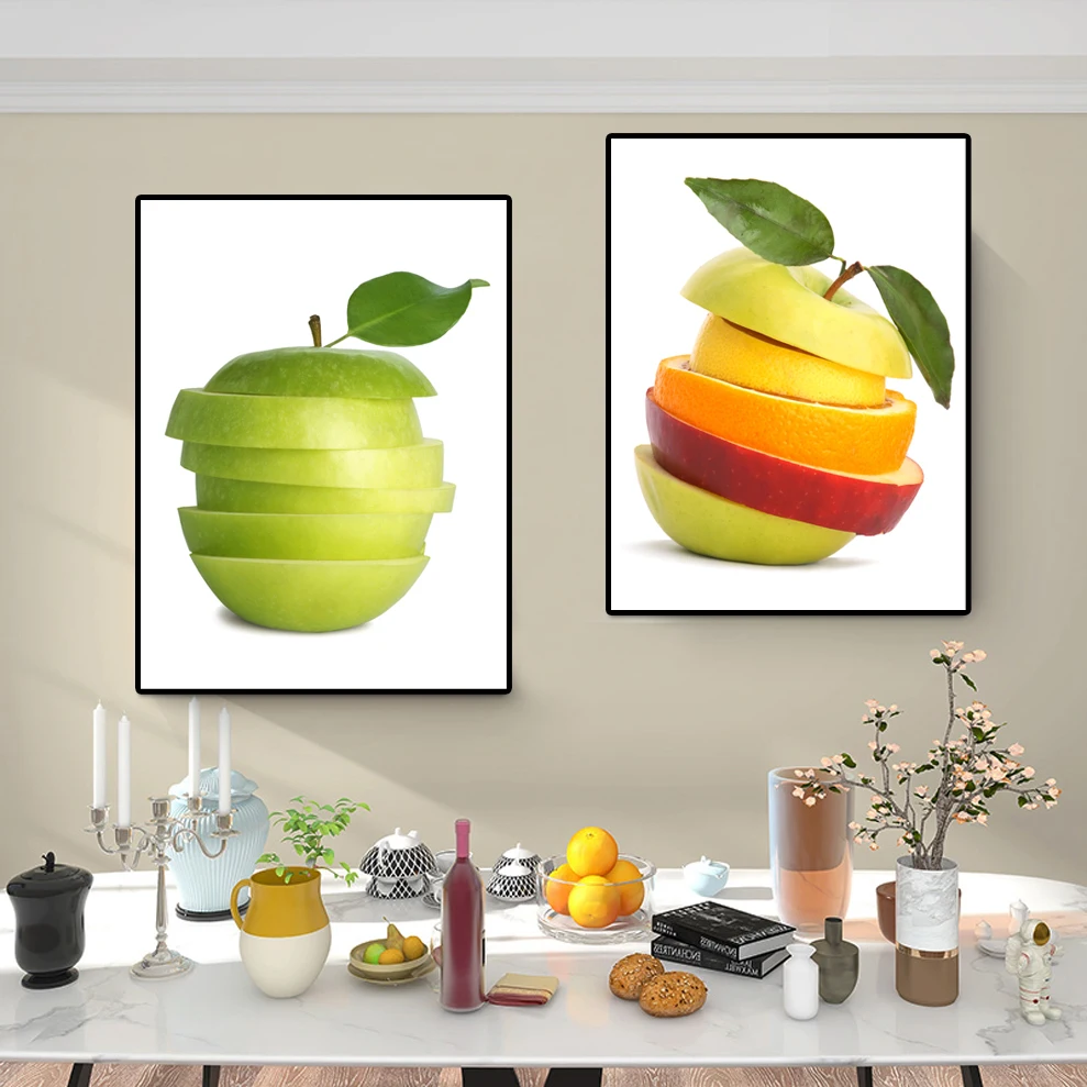 Fresh fruits oranges apples restaurant decorations canvas wall art painting modern living room decoration