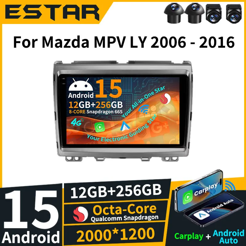 

For Mazda MPV LY 2006 - 2016 Android 15 Wireless Carplay Auto 2din GPS 4G LTE 2K Screen BT RDS 360 Camera Stereo Car Radio DTS