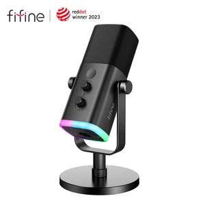 Dynamic Microphone Fifine USB/XLR with mute touch button, headset connector, I/O controls for PC PS5/4, mixer, MIC for AM8 Ampligame Games 10 Main Sales Microphone Dinamic - №2