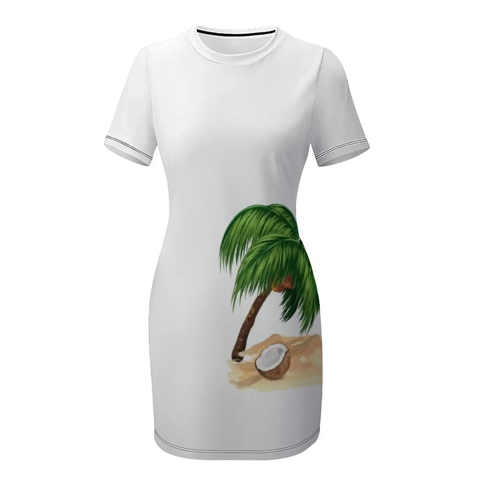 Coconut tree Short-Sleeved Dress elegant guest wedding dress Women's clothing dresses for prom Dress