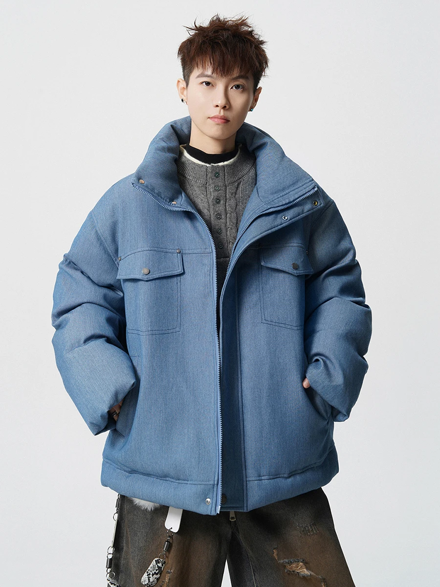 

Boyue Retro Denim Cotton Jaet Thiened Warm Faionable Men's Outerwear Simple Workwear Sle Youthful Trendy Long Sve ...