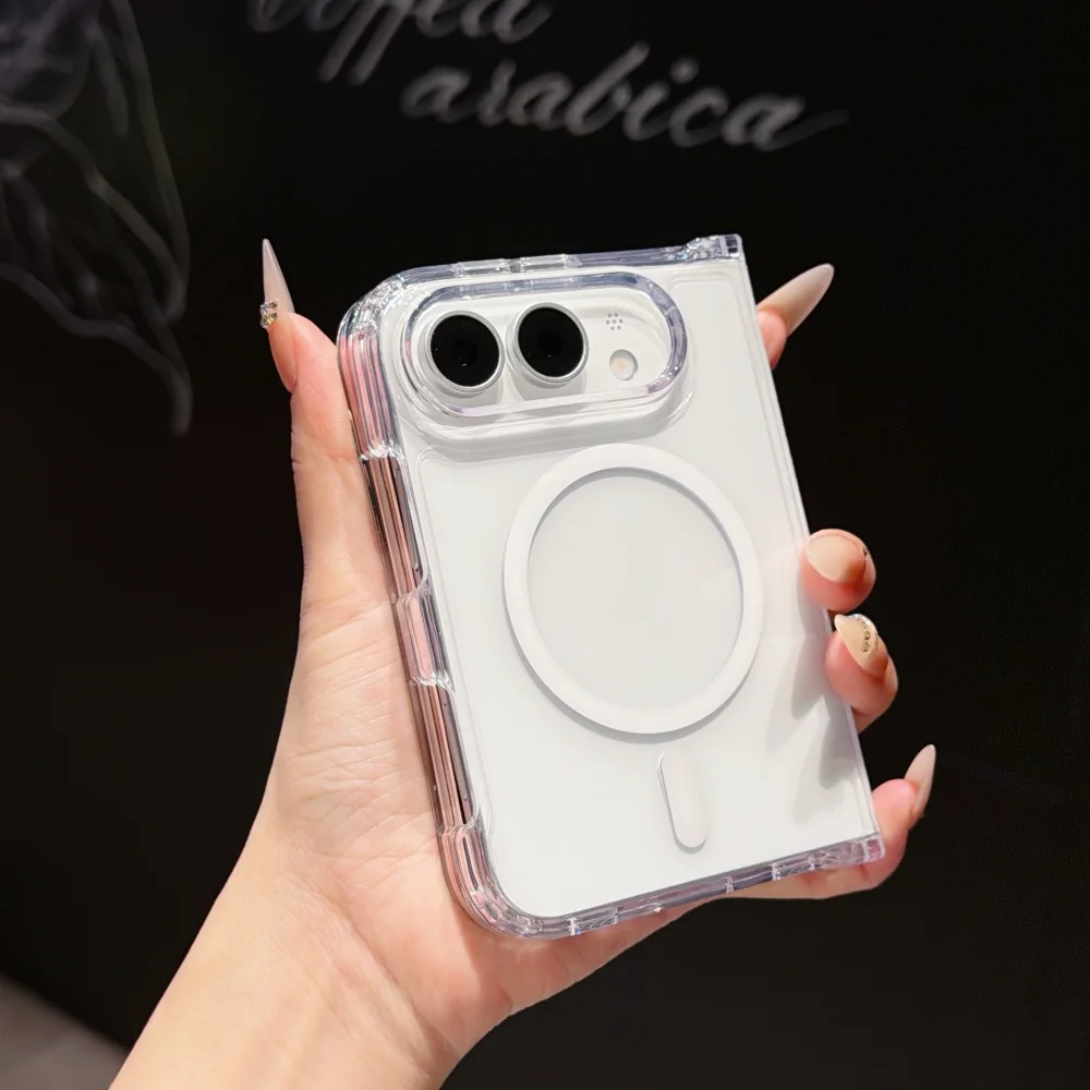 Luxuriöse, ultradünne, transparente Handyhülle für Magsafe Fold, für iPhone Duo Fold 18, mit magnetischer, kabelloser Ladefunktion, robuste Schutzhülle. – Detail 4
