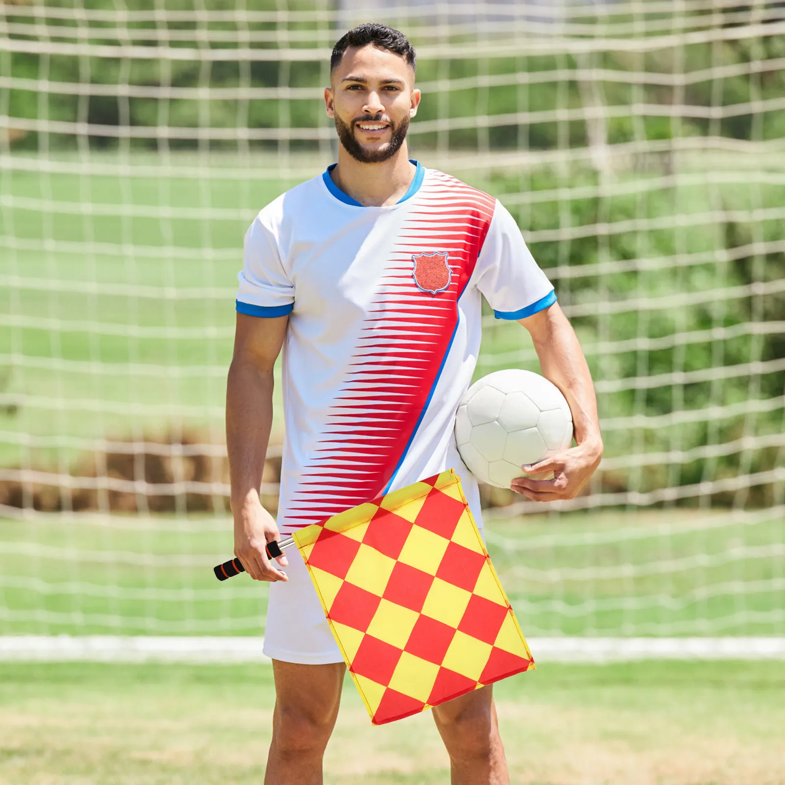 

Soccer Referee Flag Sturdy Handle Portable Design Easy Use Signal Flag for Football Referee Kit Game Competition Gear