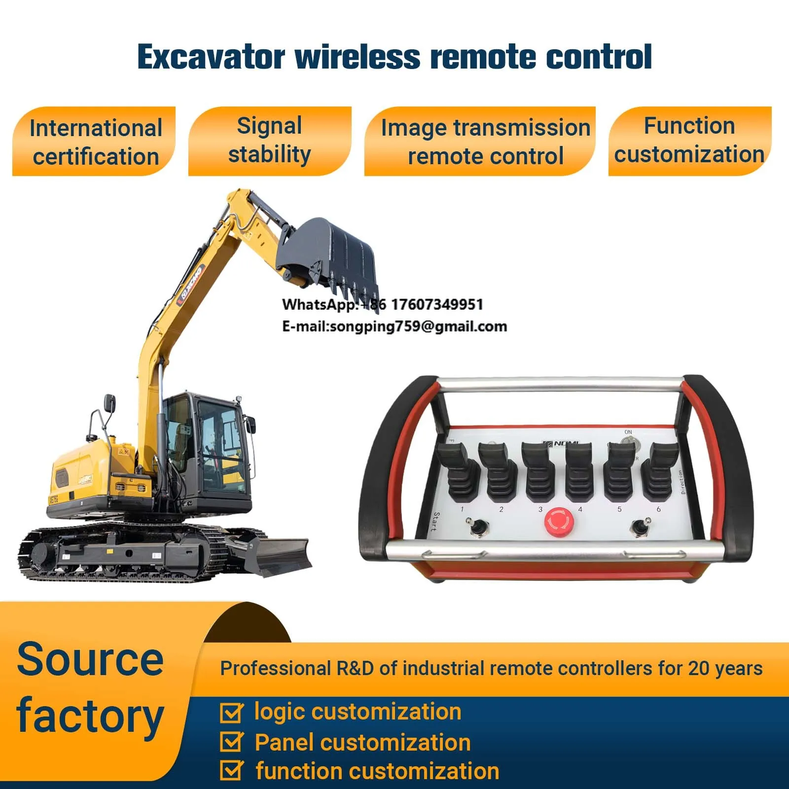 OEM Accepted Proportional Wireless Remote Control 6 Joysticks with 2-Year Warranty for Marine Machinery