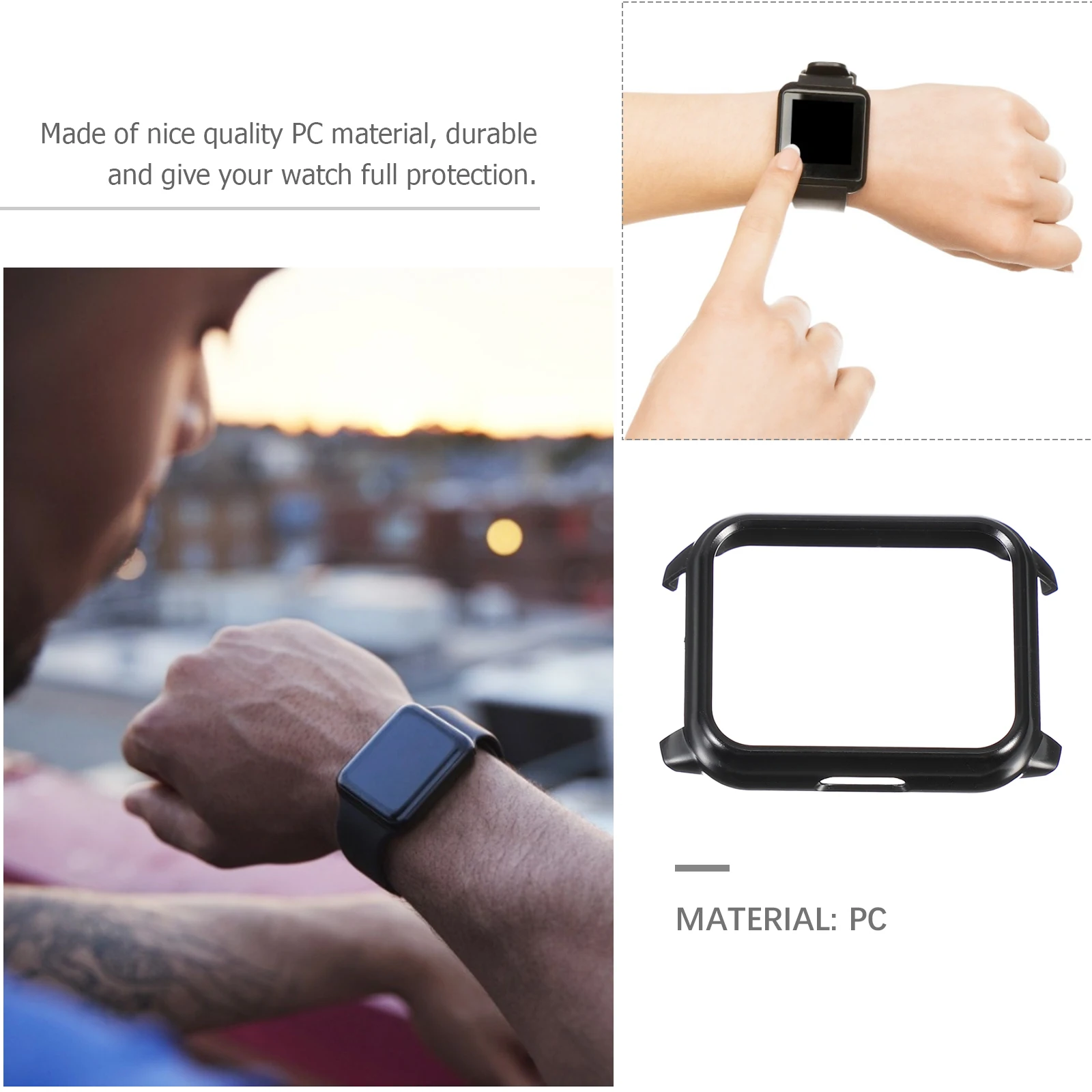 

Smart Watch Case PC Material Anti scratch Durable Lightweight Full Protection Cover Accessories Compatible Supplies Watch