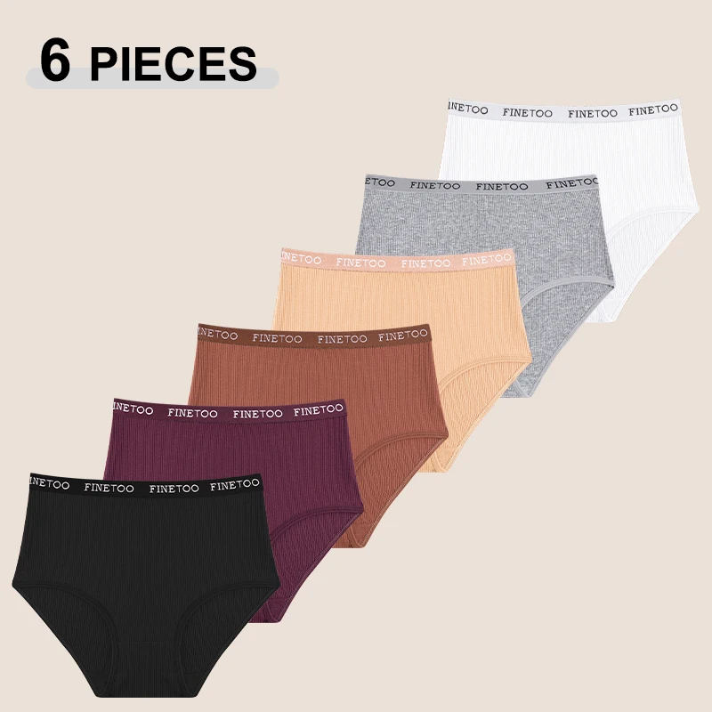 6PCS Seamless High Waist Thread Cotton Panties For Women Female Soft Comfortable Elastic Underwear 6