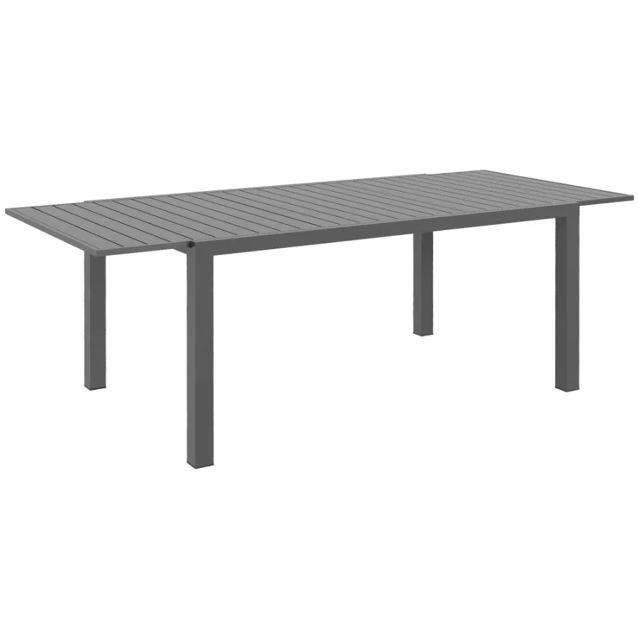 

Expandable Patio Table Rectangle Patio Table Outdoor Dining Table for 68 People with Aluminum Frame Slatted Tabletop for Garde