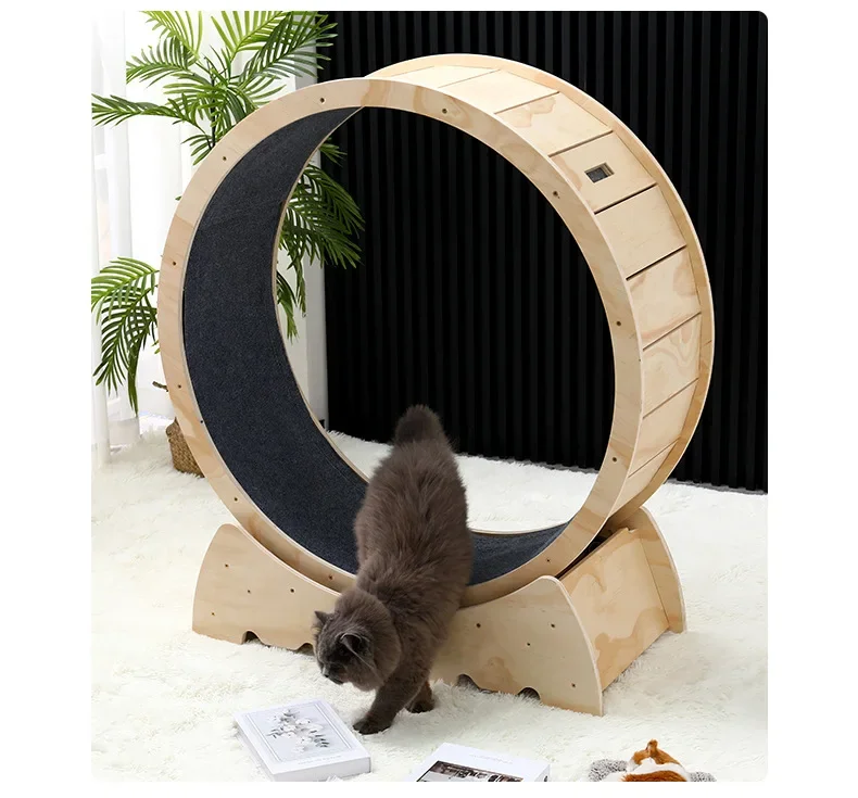 factory wholesale custom fiber board pet cat exercise wheel toy interactive fun cat run treadmill