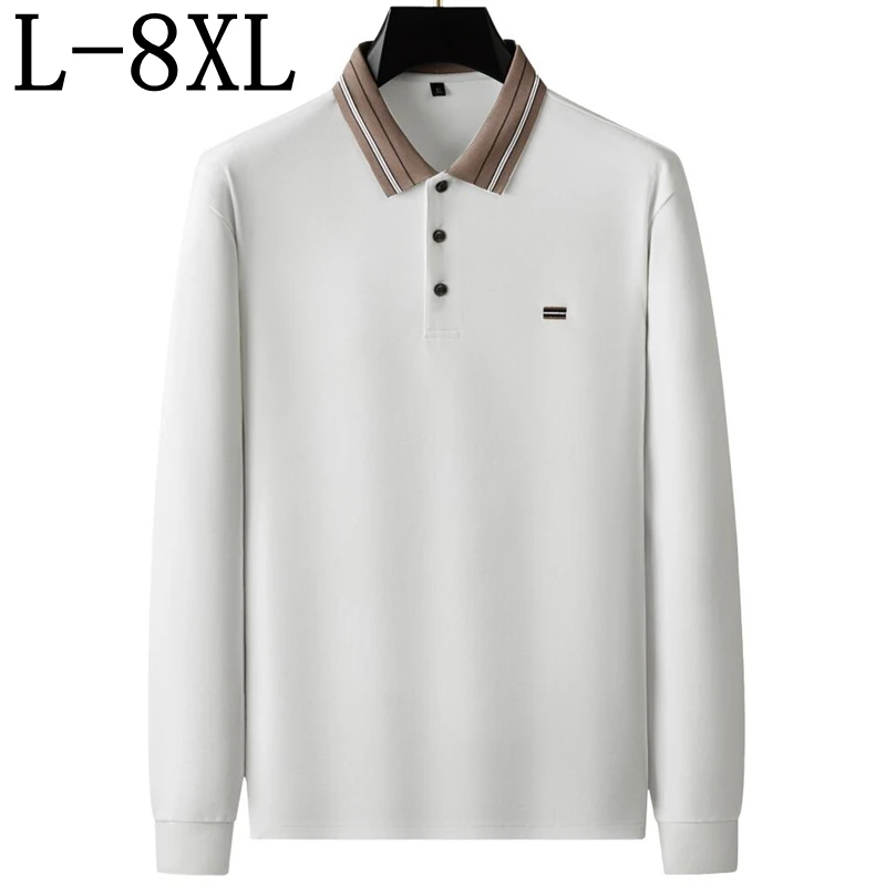 

8XL 7XL 6XL 2024 New Autumn High End Luxury Polo Shirt Men Tops Casual Loose Mens Shirts Comfortable Soft Polos Homme