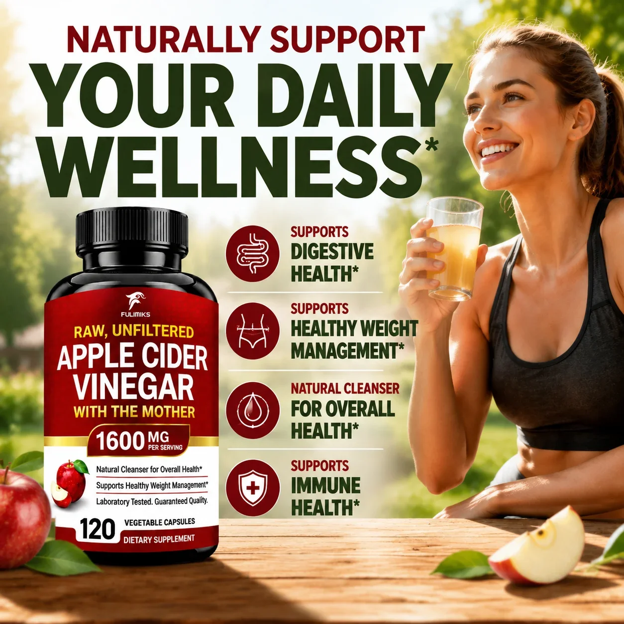 Apple Cider Vinegar Capsules, Vitamin for Healthy Weight & Fat, Appetite, Digestive, Detox, Bloating, Constipation, Immunity