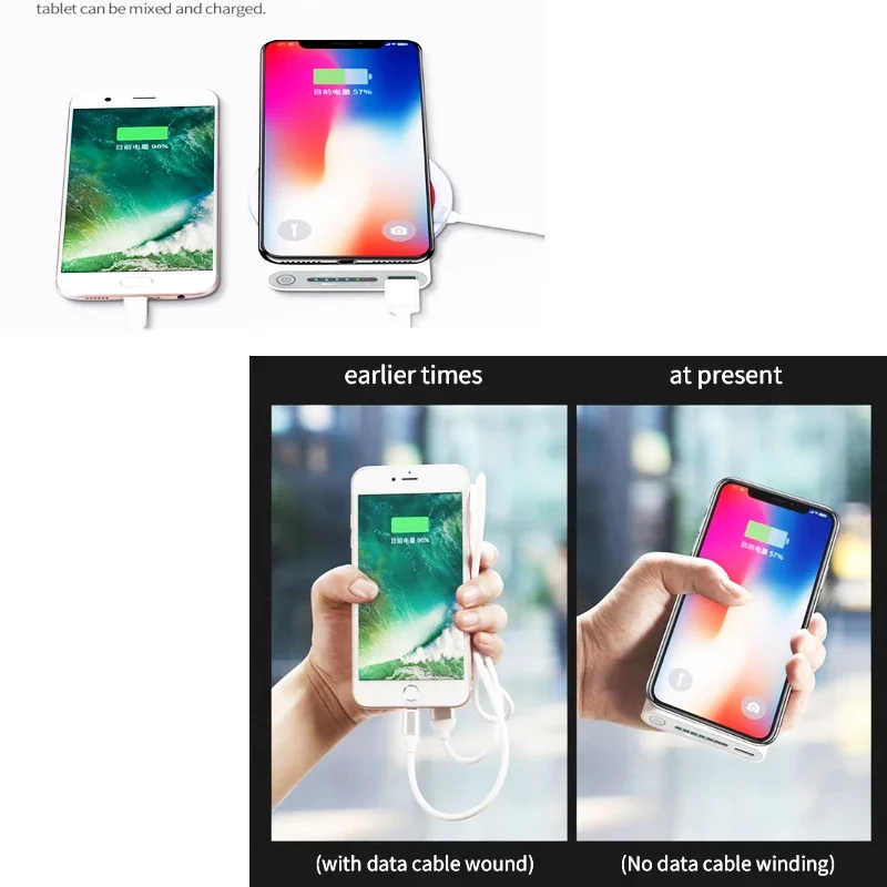 20000mAh Power Bank Ultra-Large Capacity Mobile Power Supply Wireless Charging Built-In Cable Portable