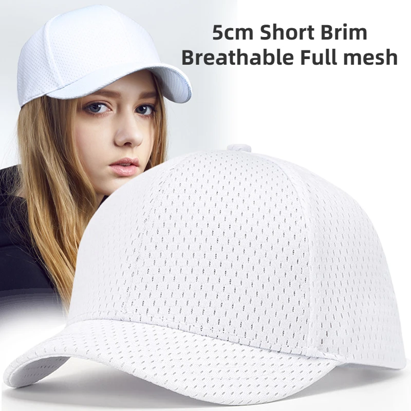 Men Short Brim Hat Trucker Sports Golf Running Hat Hip Hop Big Head Plus Size Summer Breathable Mesh Baseball Cap for Women