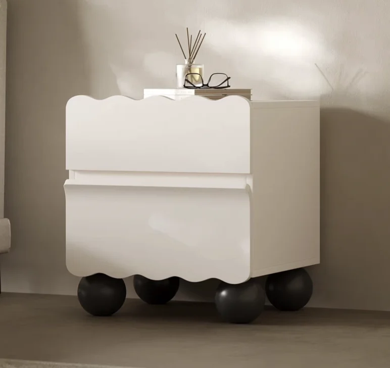 Modern Minimalist Wooden Bedside Cabinet Easy Home Use Panel Design No Assembly Required Bedroom