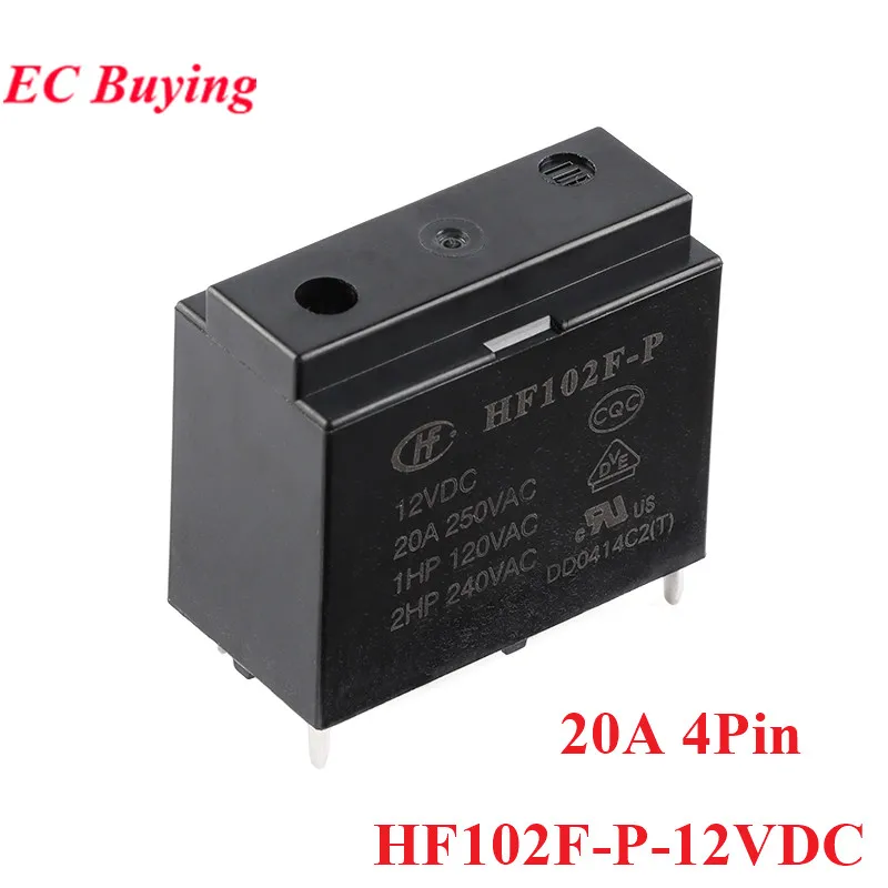 HF102F High Power Relays HF102F-P-12VDC HF102F-P 12VDC 20A 250VAC 4 Pins Relais