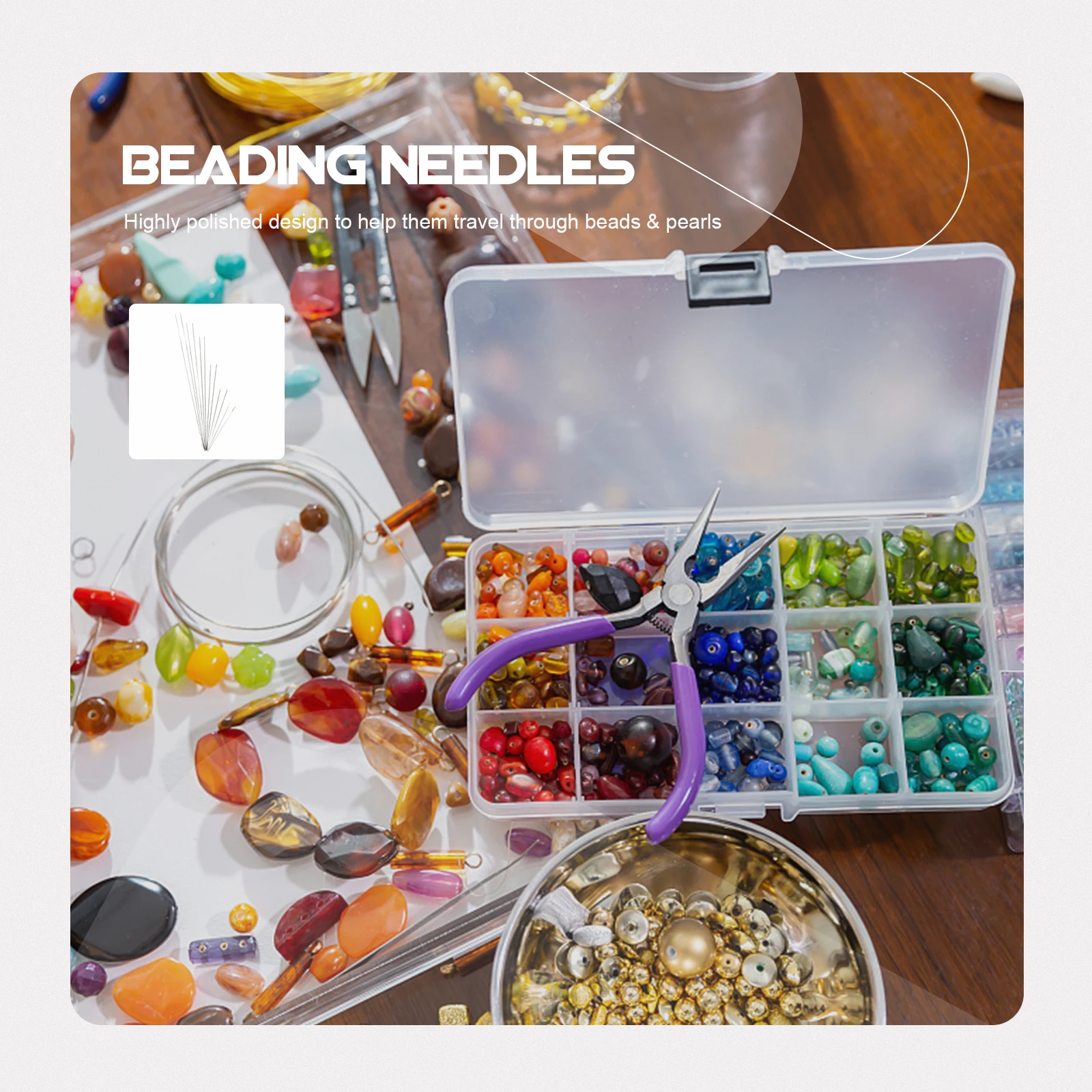 

12 Pcs Big Eye Beading Needles Superfine Stitching Opened Bead Needle Diy Embroidery Thread Accessories Safe Durable