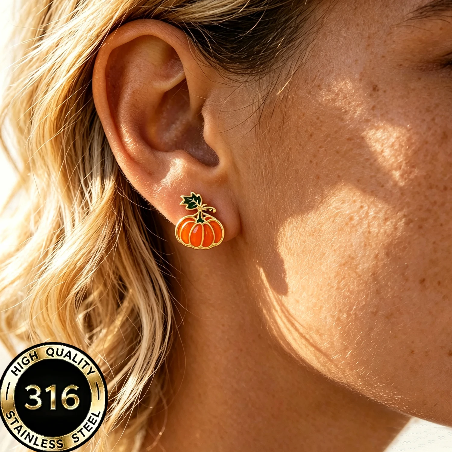 Halloween Theme Enamel Dangle Earrings Stainless Steel Pumpkin Ghost Spider Web Hoop Ear Jewelry Tarnish Resistant Party Daily