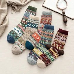 Confezione da 5 calzini da donna Vintage Winter Soft Warm Cold Knit Wool Socks