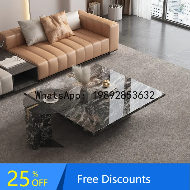 

CZ Italian Minimalist Living Room Home Coffee Table High-end Premium Foshan Natural Stone Coffee Table Natural Marble