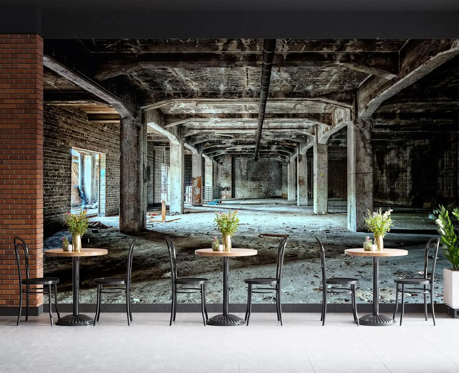Realistic Abandoned Tunnel Industrial Architectural Decay Tapestry Polyester Wall Art for Grunge Home Decor Background