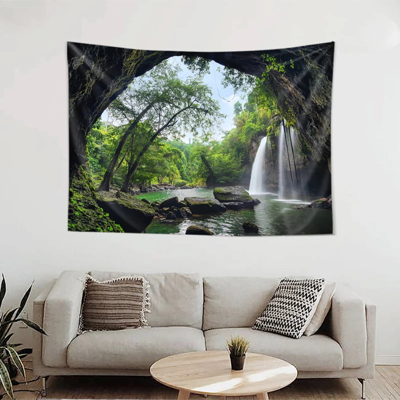 Big Tapestry Wall Hanging Natural Forest Printed Large Boho Decoration Home  Hippie Bedroom Room Mandala Sundown Art Ornaments