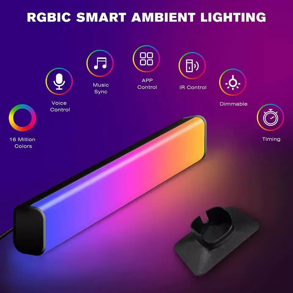 Aplikasi Pintar Lampu Ritme Musik LED Lampu Suasana Desktop Lampu Malam RGB untuk Permainan TV Latar Belakang Dinding Kamar Tidur Lampu Meja Dekorasi