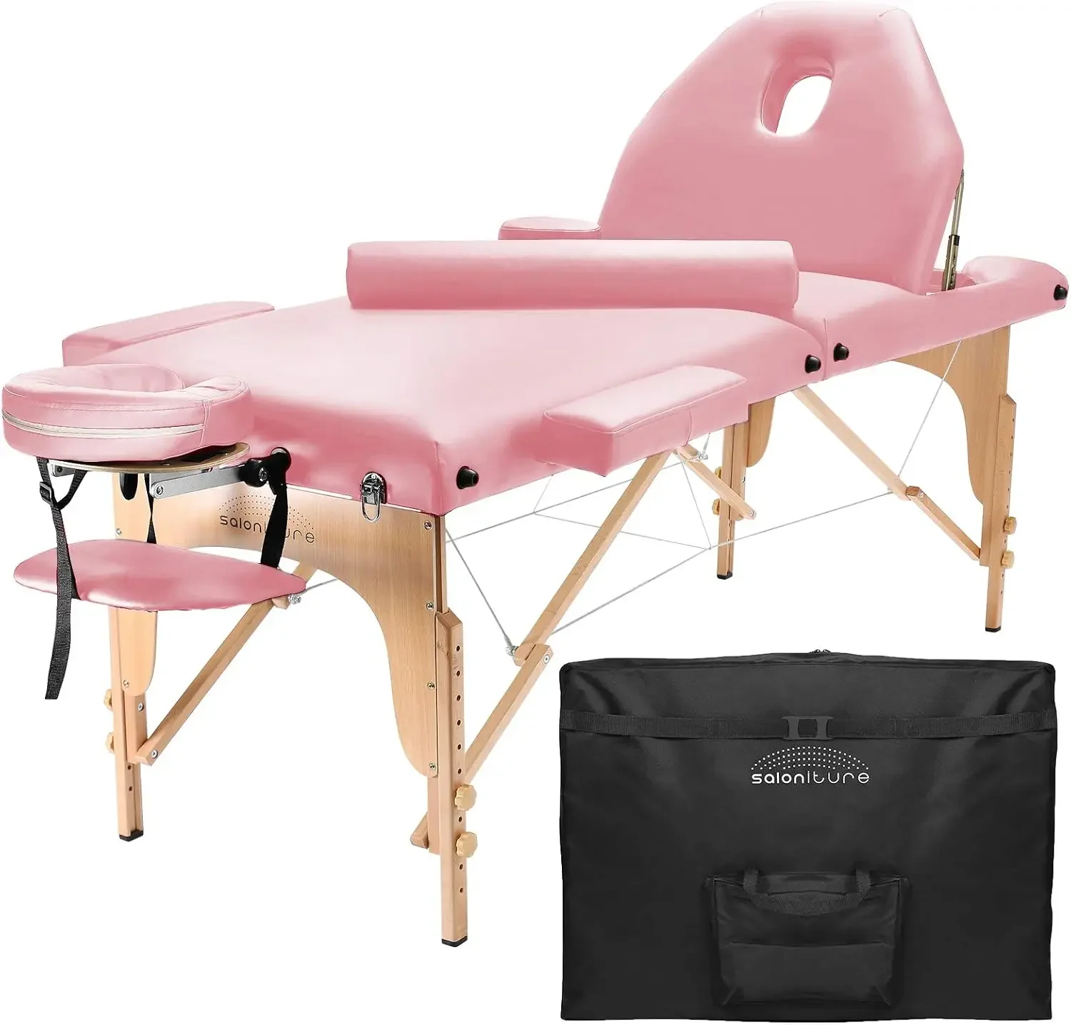 Professional Portable Massage Table with Backrest - Pink