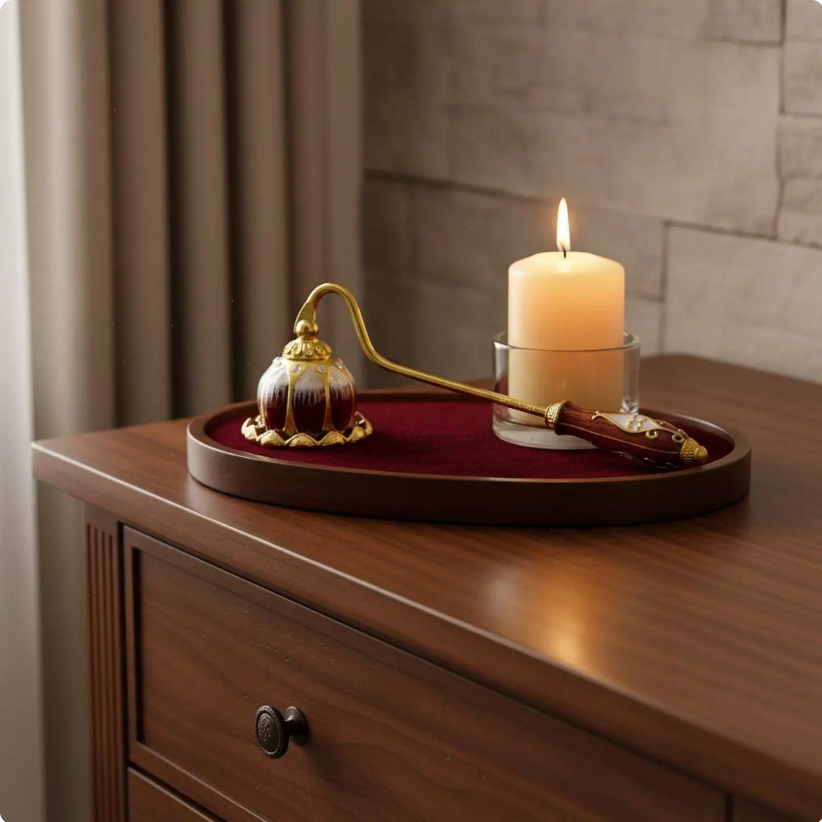 Decorative Candle Extinguisher Zinc Alloy Resin Craft for Mindfulness Studio Evening Bath Ritual