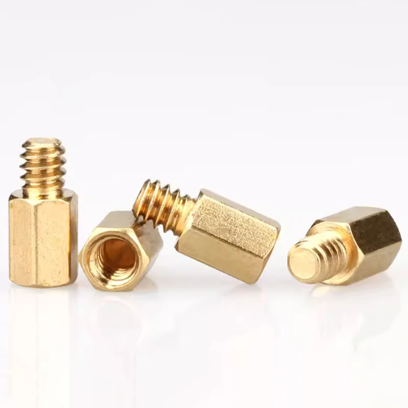20/50/100pcs UNC #6-32x6.4+4mm Brass Motherboard Standoffs For Atx Computer Case Motherboard Female Male Standoff Spacer - view 3