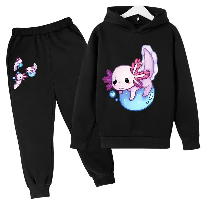 

Axolotl Cartoon Printed Children's Hoodie Sports Set