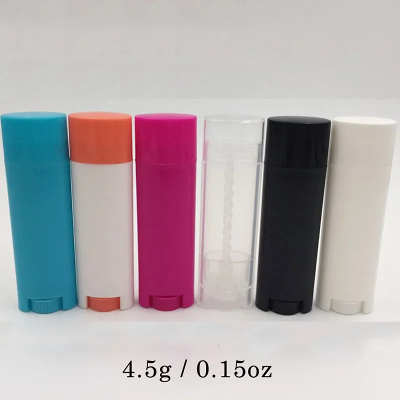 50pcs 4.5g / 0.15oz Empty Plastic Oval Flat Tubes Lip Balm Tubes Homemade Lipstick Containers DIY Cosmetic Bottles multi colour