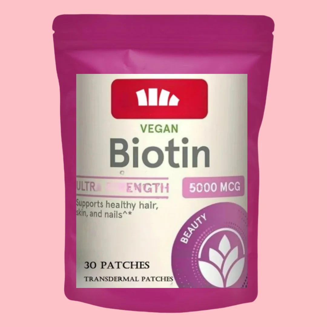 

30 патчей Biotin 5000 Mcg Patches — трансмиссиональные патчи для волос, кожи и ногтей максимальной прочности